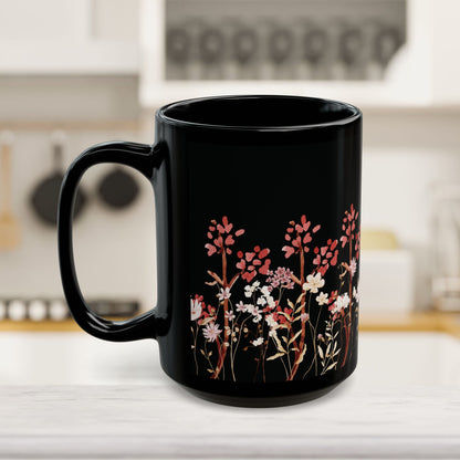 Fall Florals - Black Ceramic Mug (11oz, 15oz)