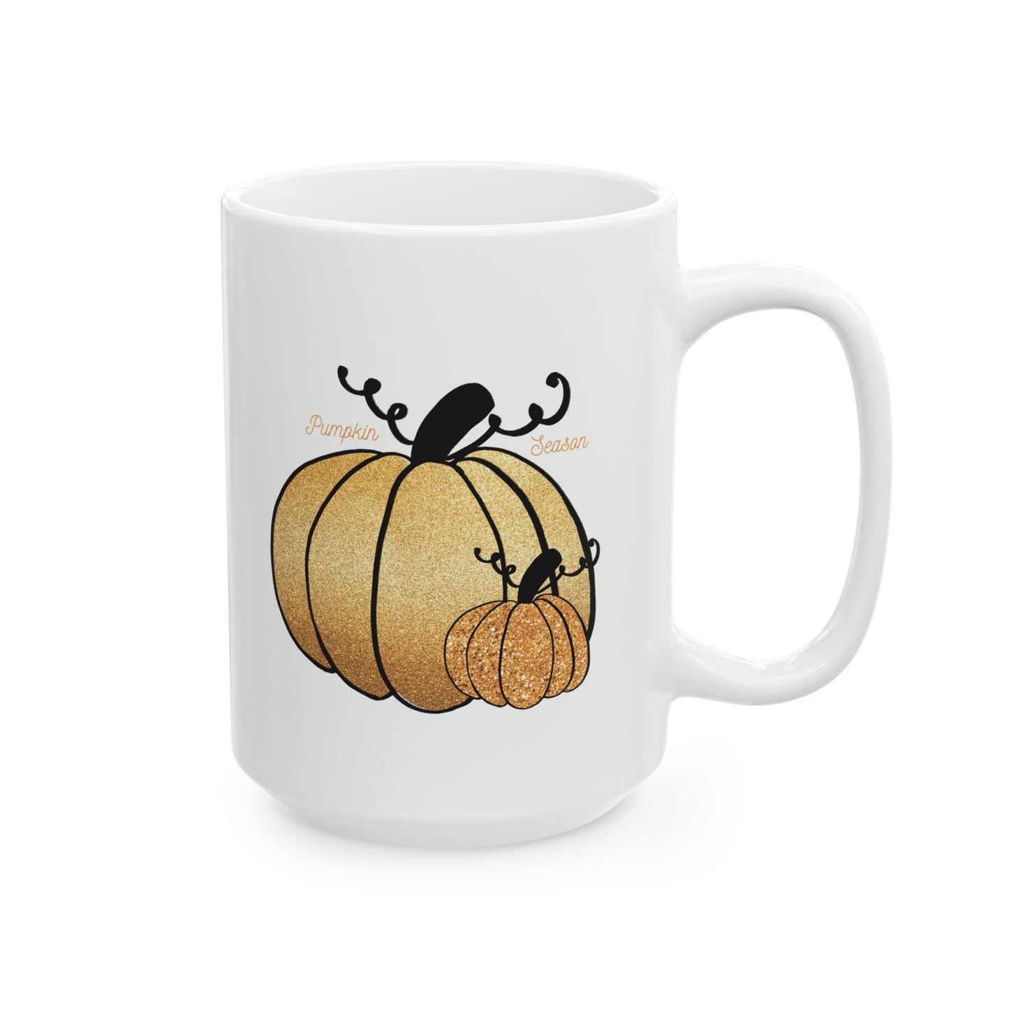 Faux Gold Glitter Pumpkin - Ceramic Mug, (11oz, 15oz)