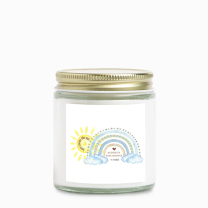Personalized Here Comes The Son Baby Shower Candle Favors - Clear Glass Jar 4oz