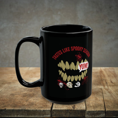 Tastes Like Spooky Season Black Mug (11oz, 15oz)