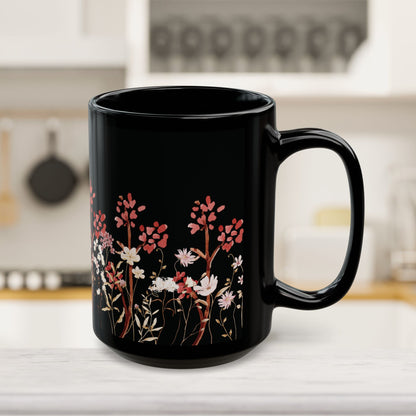 Fall Florals - Black Ceramic Mug (11oz, 15oz)