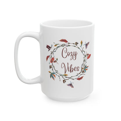 Cozy Vibes - Fall Ceramic Mug, (11oz, 15oz)