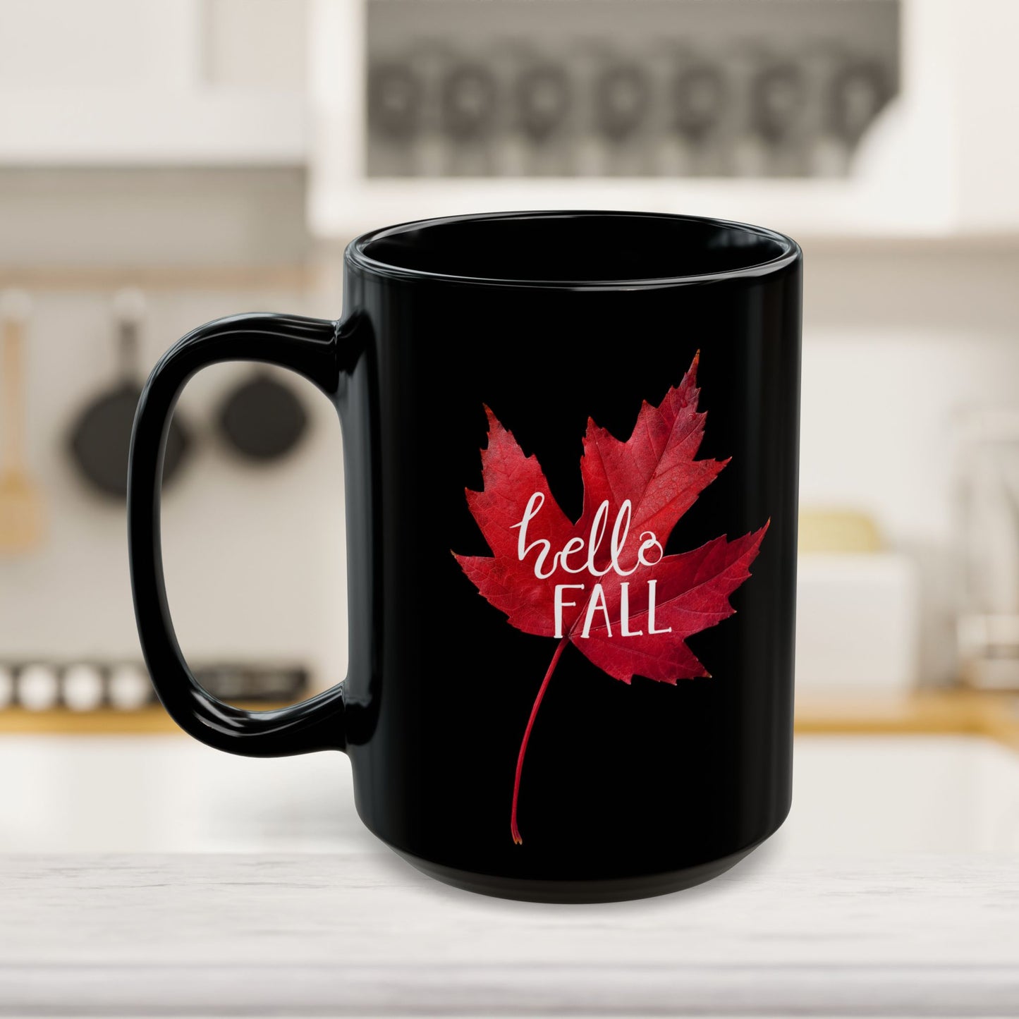 Hello Fall Black Ceramic Mug (11oz, 15oz)