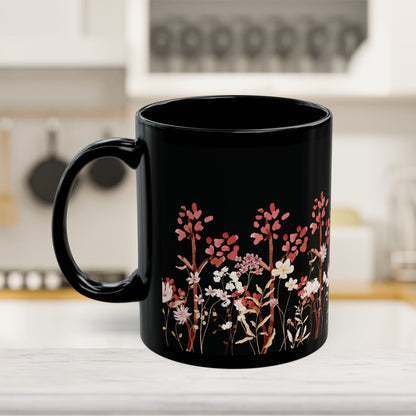 Fall Florals - Black Ceramic Mug (11oz, 15oz)