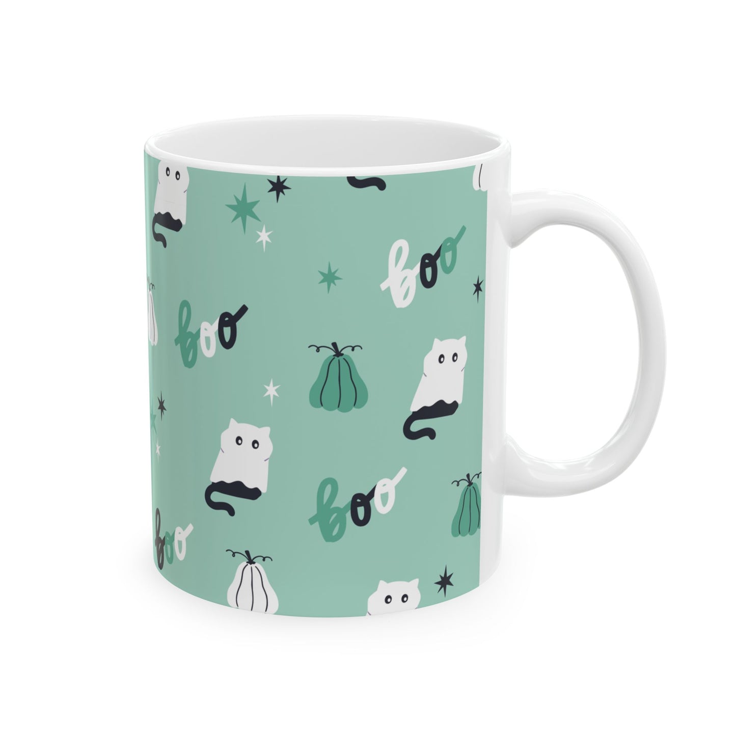 Cat Ghost Halloween Ceramic Mug (11oz, 15oz)