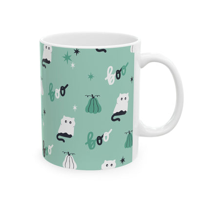 Cat Ghost Halloween Ceramic Mug (11oz, 15oz)