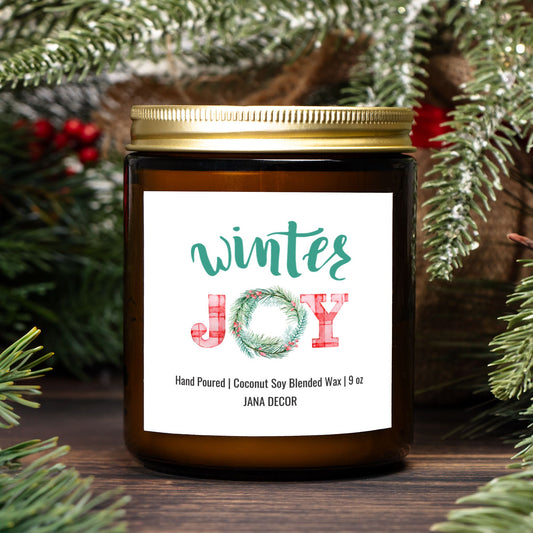 Winter Joy Christmas Candle - Amber Jar 9oz