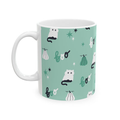 Cat Ghost Halloween Ceramic Mug (11oz, 15oz)