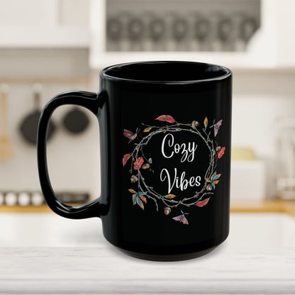 Cozy Vibes - Fall Black Mug (11oz, 15oz)