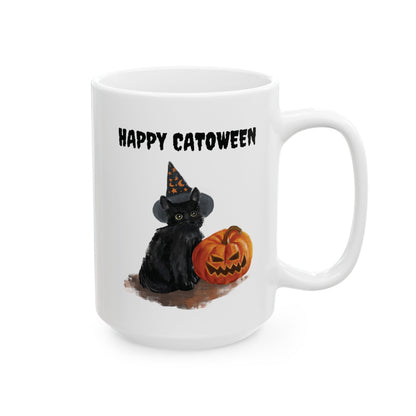 Happy Catoween Halloween Ceramic Mug, (11oz, 15oz)