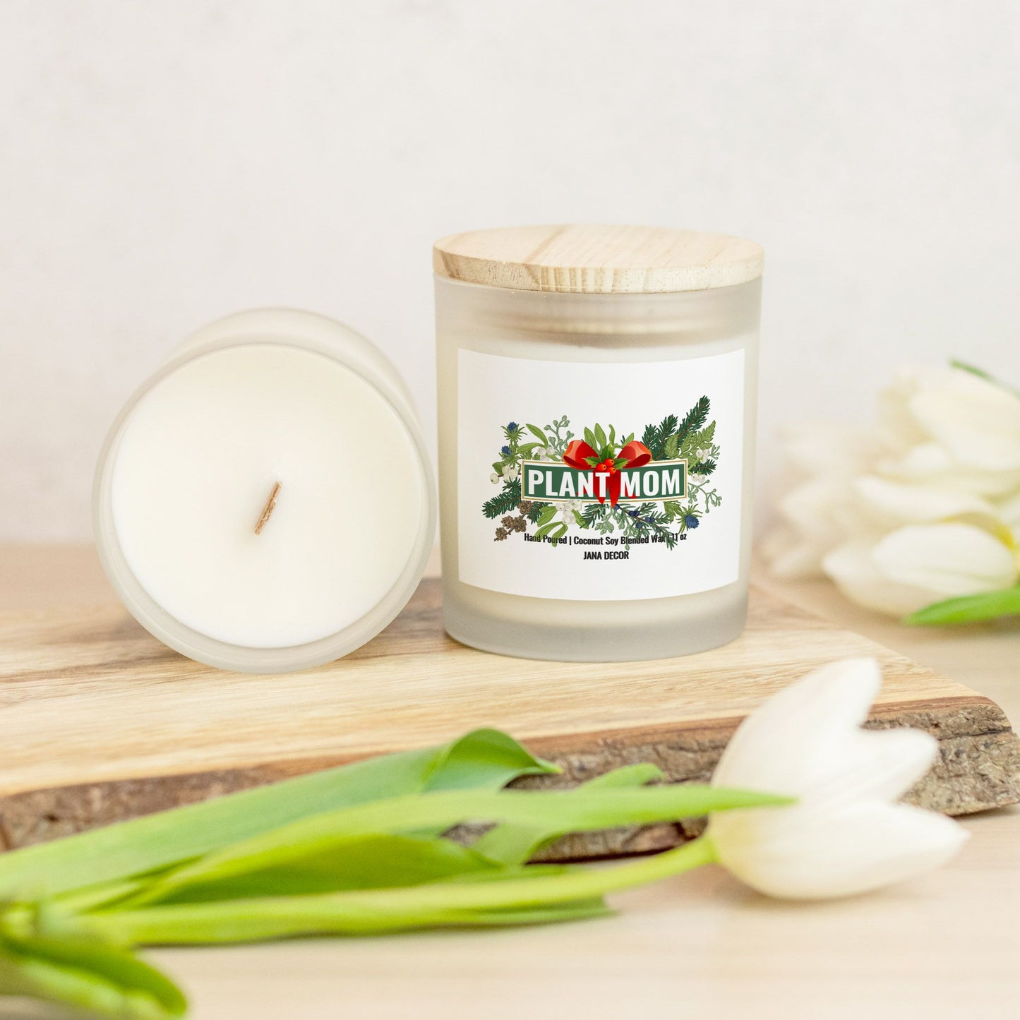 Plant Mom - Frosted Glass Candle (Hand Poured 11 oz)