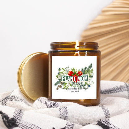 Plant Mom Christmas Candle - Amber Jar 9oz