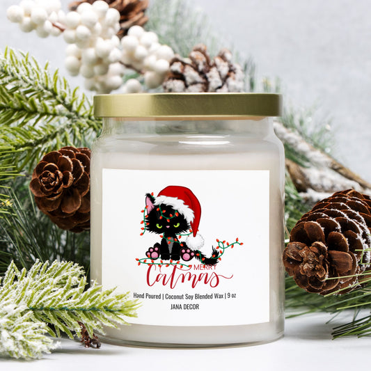 Merry Catmas Candle - Apothecary Jar 9oz