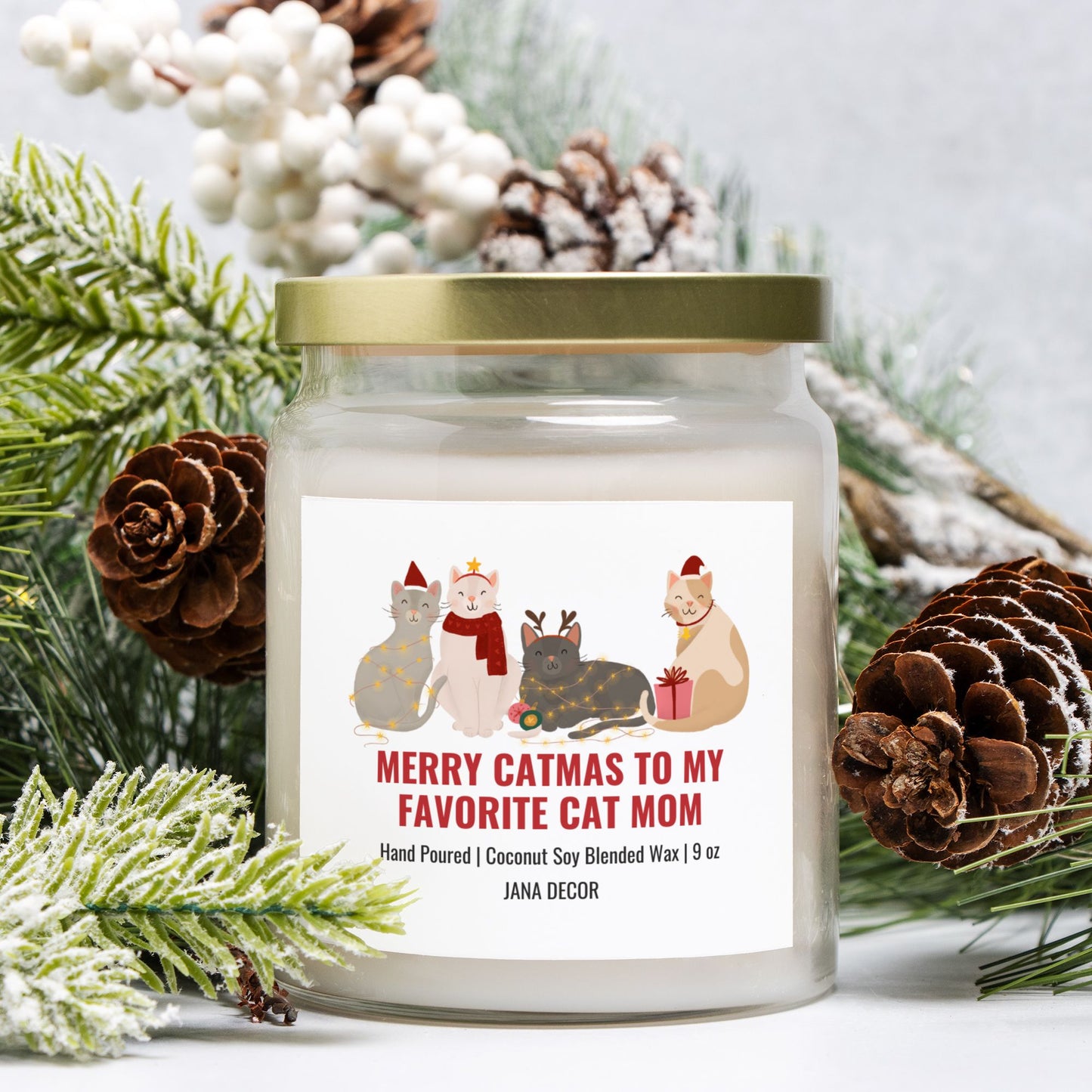 Merry Catmas Candle - Apothecary Jar 9oz