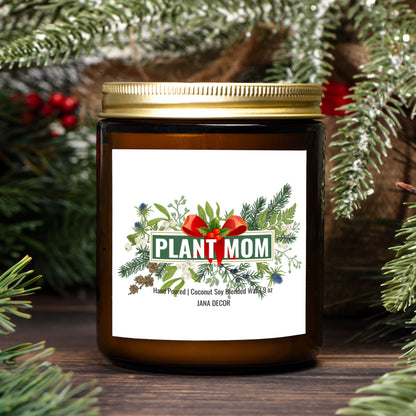 Plant Mom Christmas Candle - Amber Jar 9oz