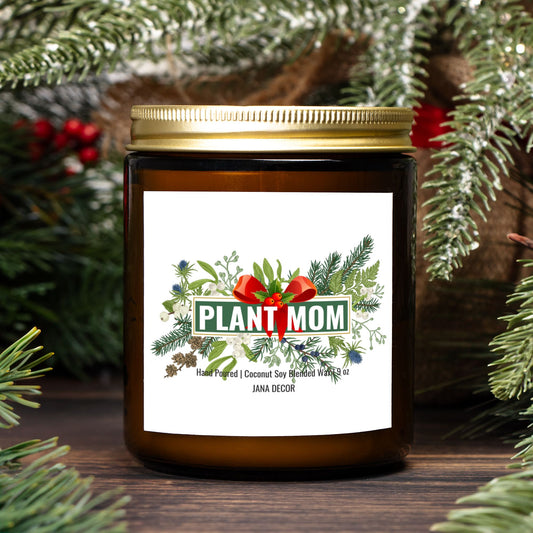 Plant Mom Christmas Candle - Amber Jar 9oz