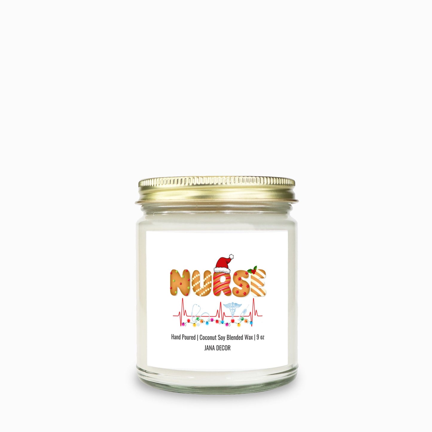 Nurse Christmas Candle - Clear Jar 9oz