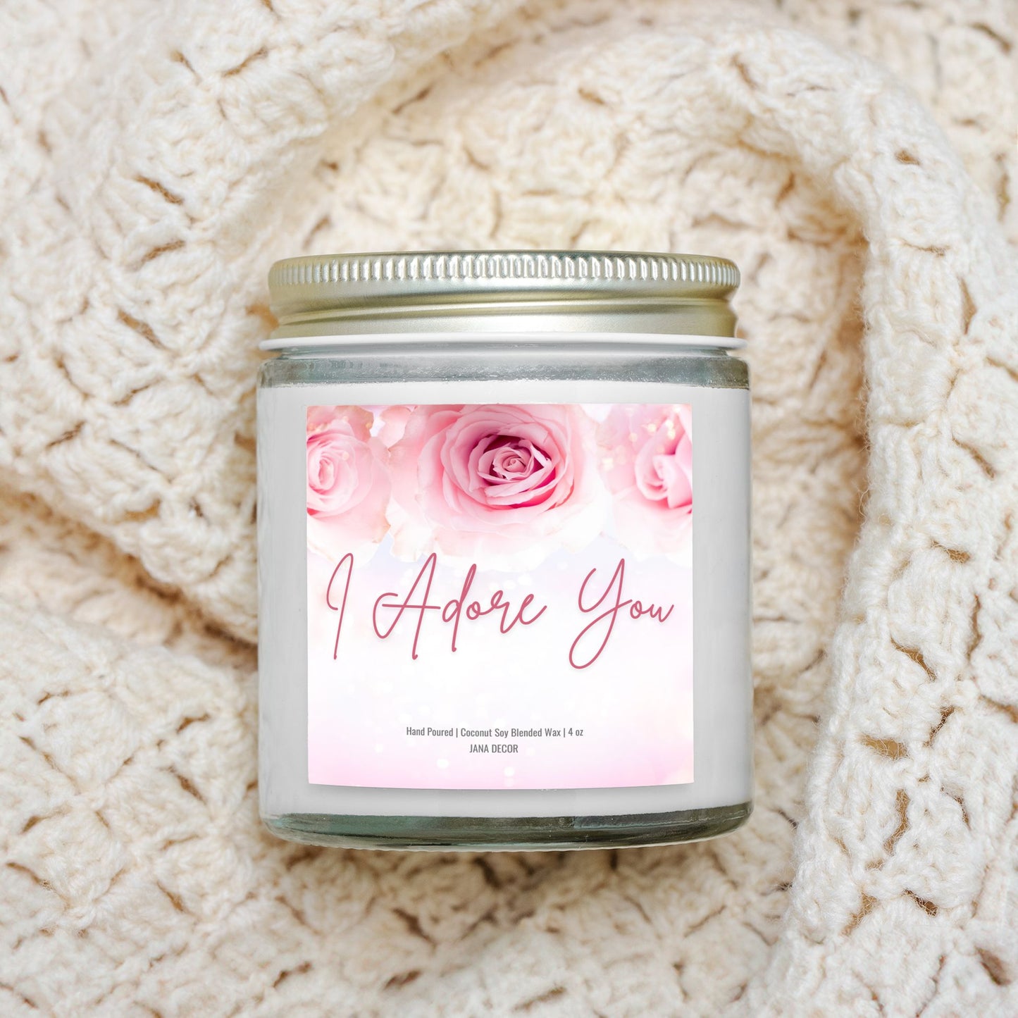 I Adore You Clear Jar 4oz Candle