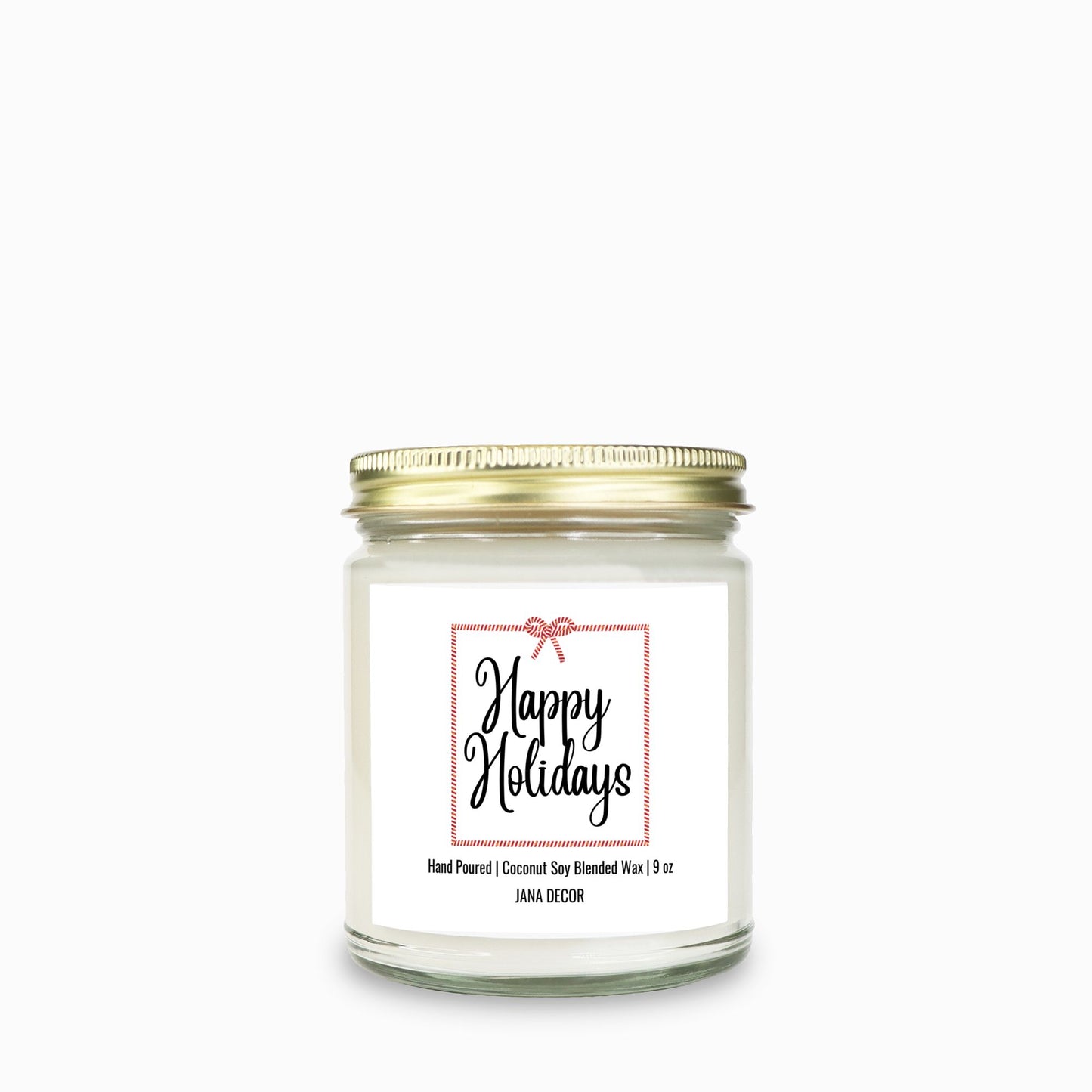 Happy Holidays - Christmas Card Candle Clear Jar 9oz