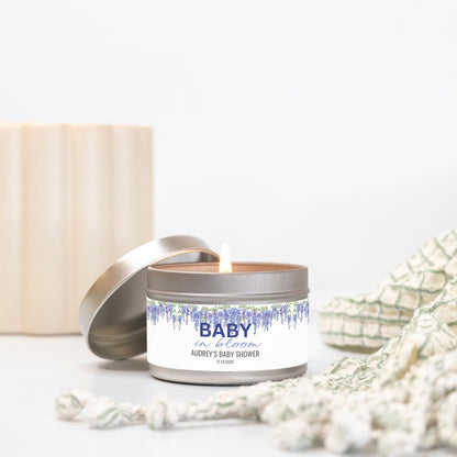 Personalized Spring Themed Baby Shower Candle Favors - Tin 4oz