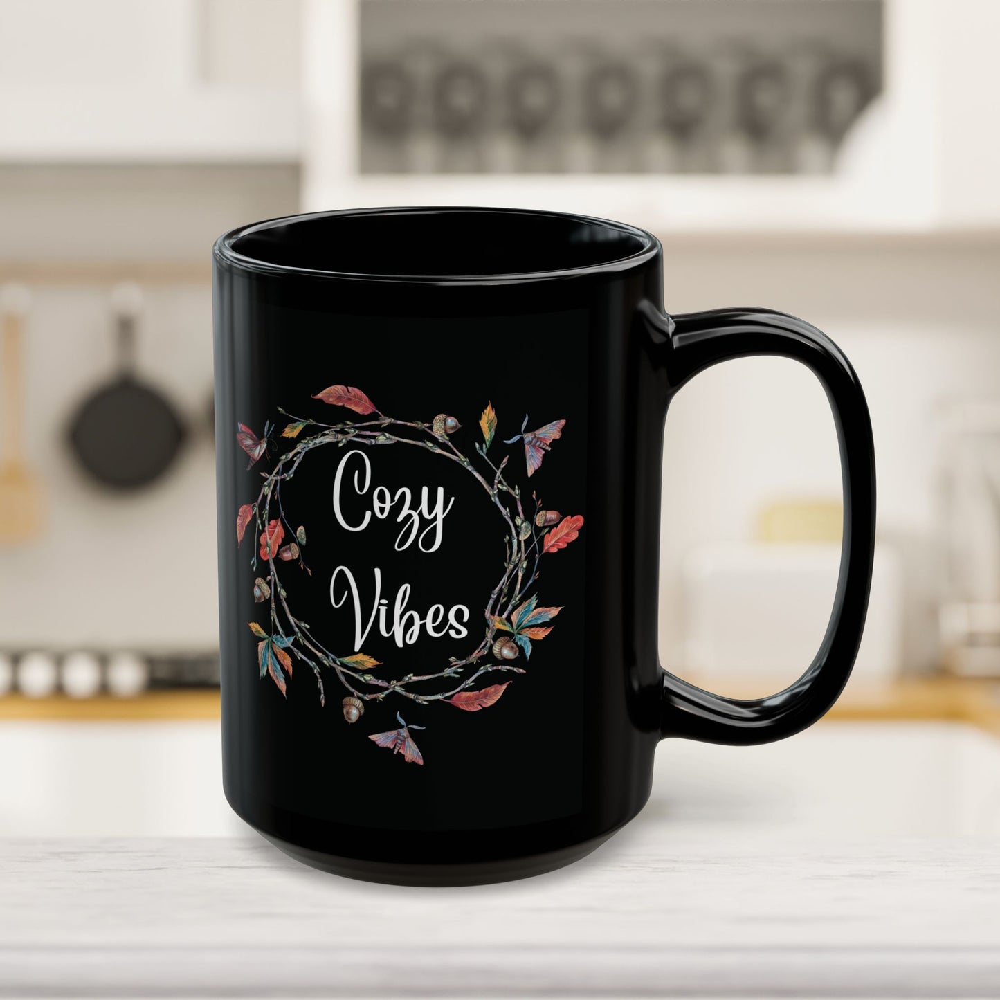 Cozy Vibes - Fall Black Mug (11oz, 15oz)