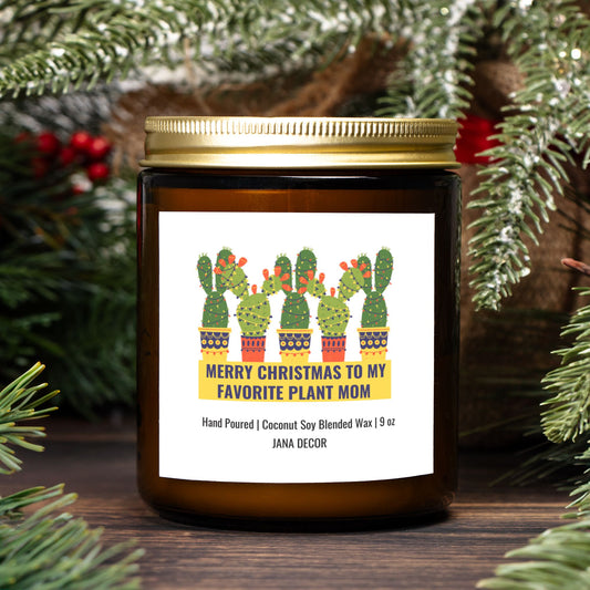 Plant Mom Christmas Candle - Amber Jar 9oz