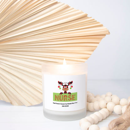 Nurse - Frosted Glass Christmas Candle (Hand Poured 11 oz)