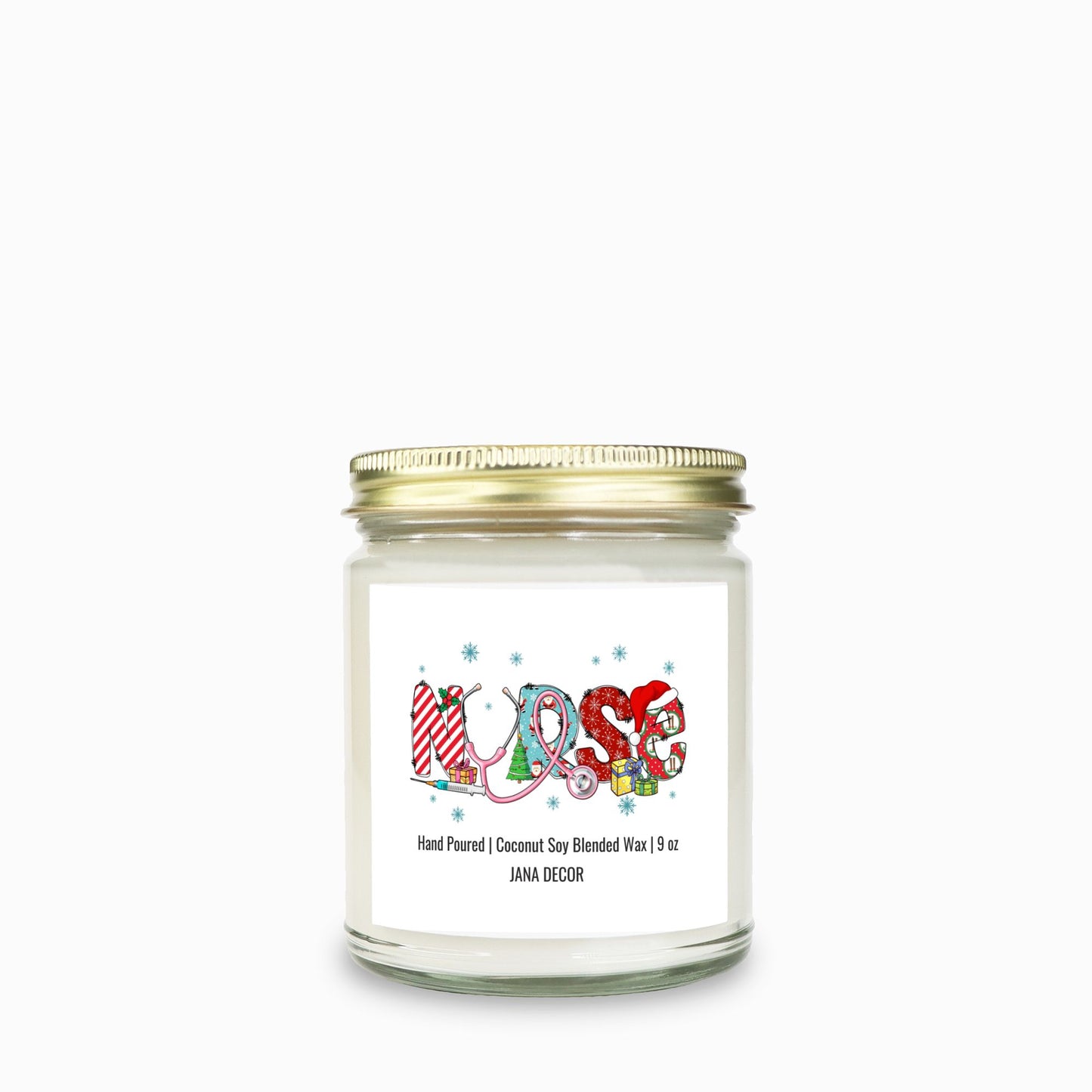 Nurse Christmas Candle - Clear Jar 9oz