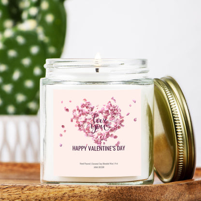 Happy Valentine's Day Clear Jar 4oz Candle