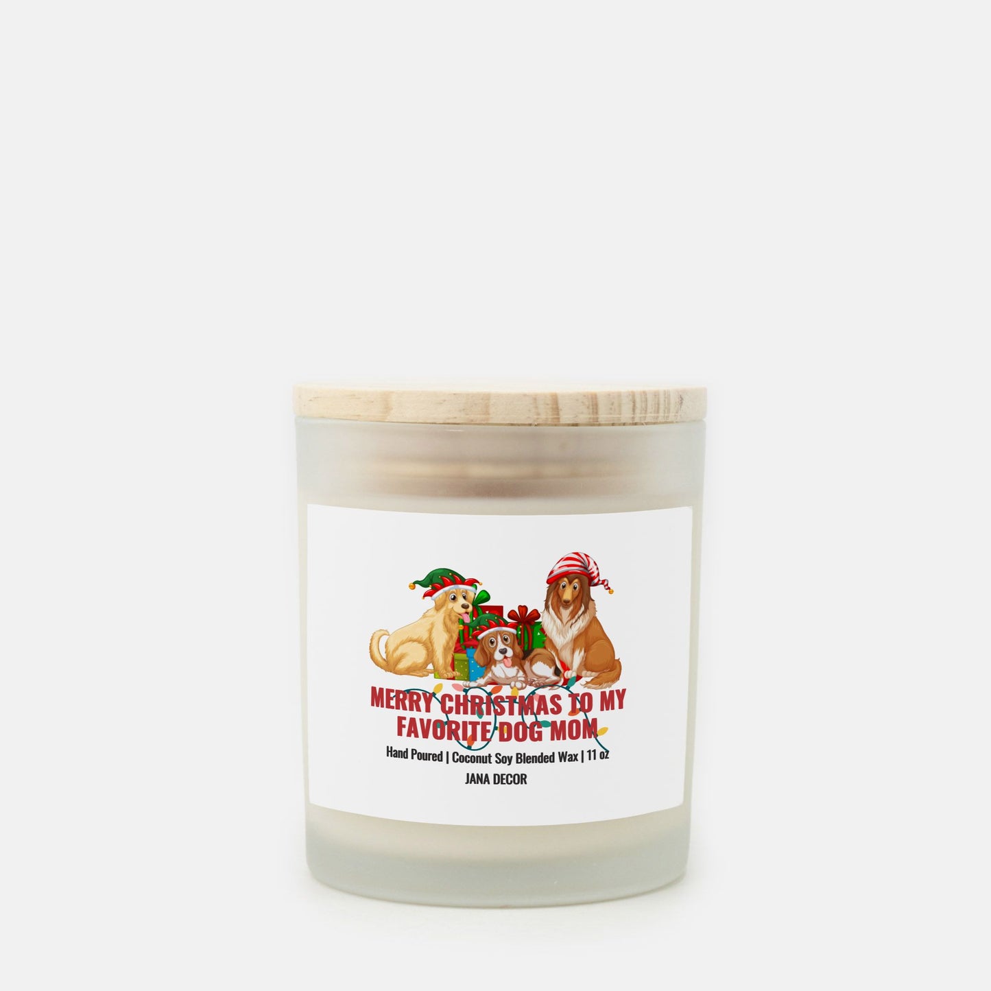 Merry Christmas to my Favorite Dog Mom - Frosted Glass Candle (Hand Poured 11 oz)