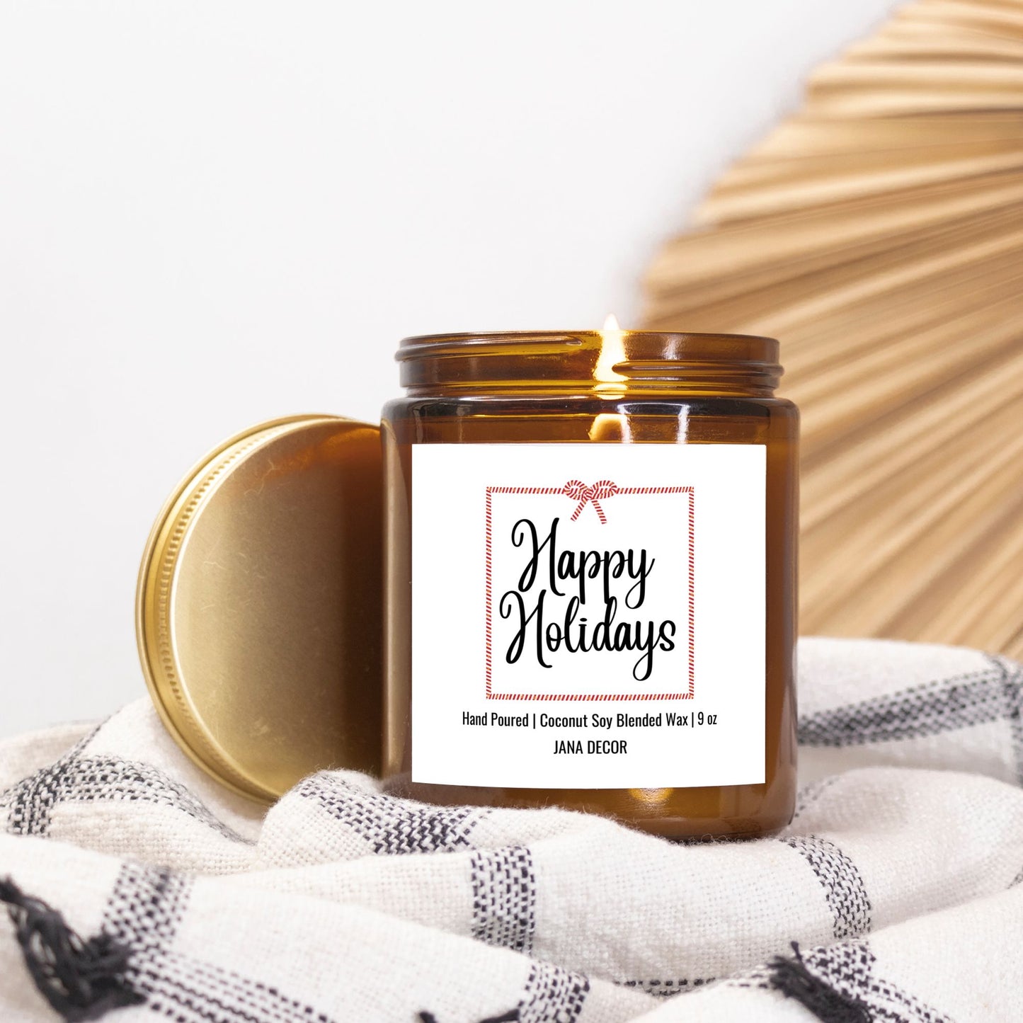 Happy Holidays Candle - Amber Jar 9oz