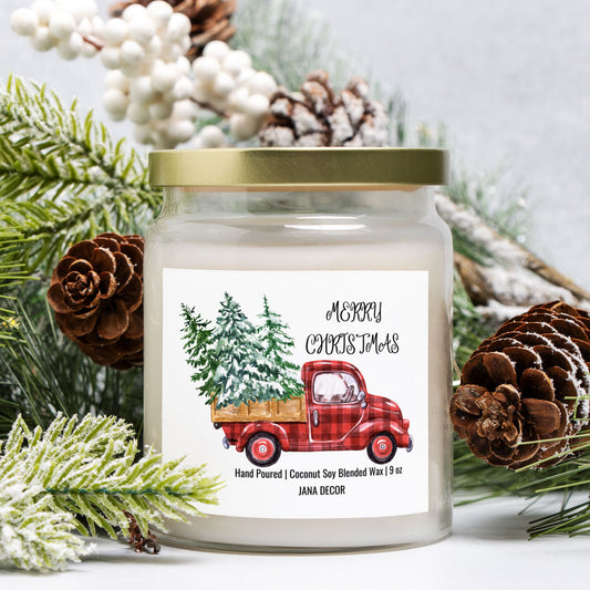 Merry Christmas Candle - Apothecary Jar 9oz