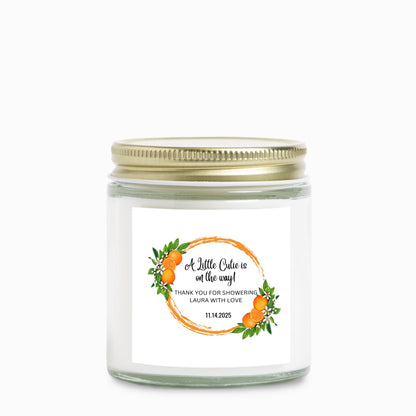 Personalized Little Cutie On The Way Baby Shower Candle Favors - Clear Glass Jar 4oz