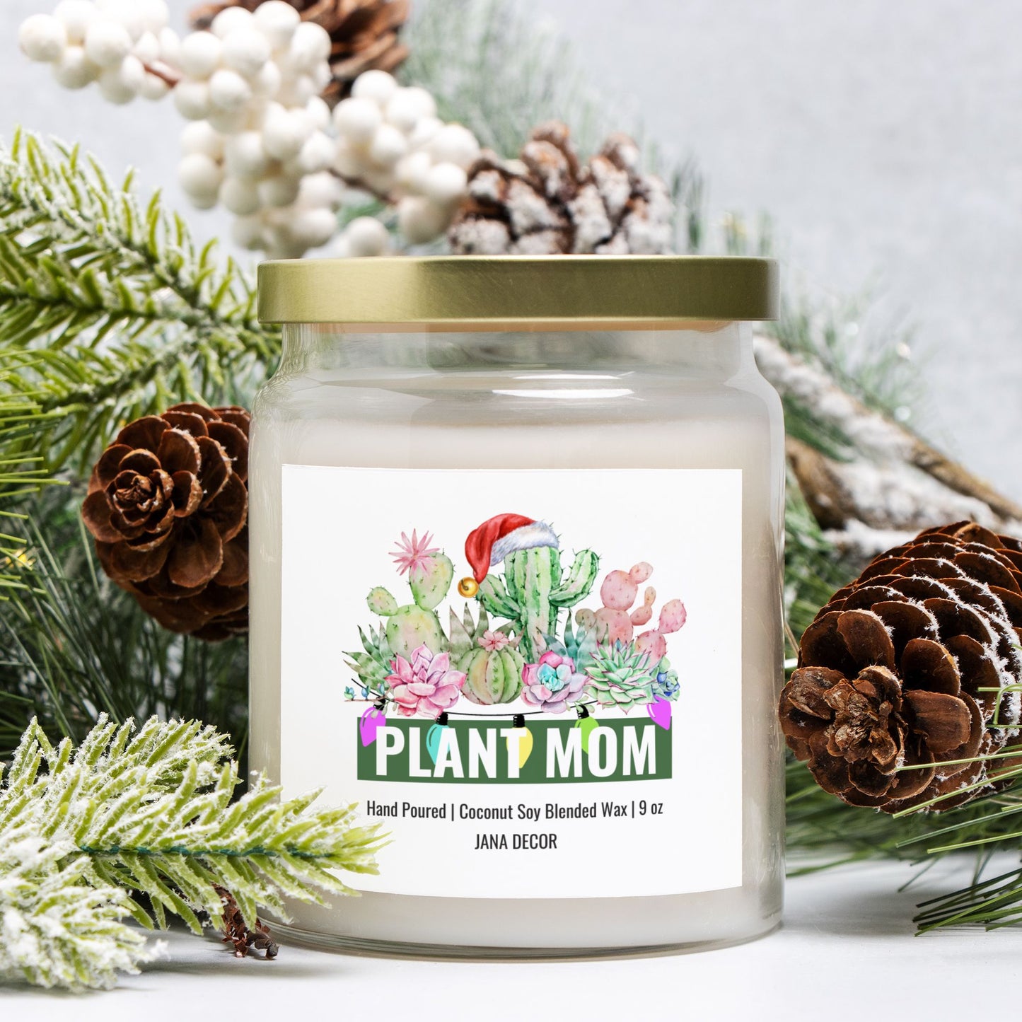 Plant Mom Christmas Candle - Apothecary Jar 9oz