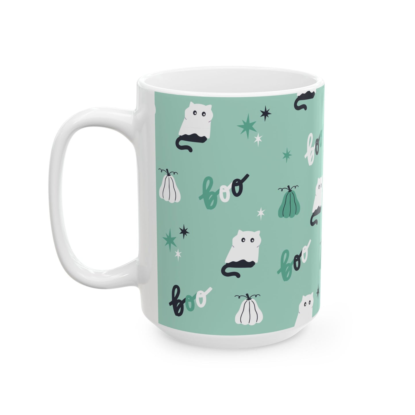 Cat Ghost Halloween Ceramic Mug (11oz, 15oz)