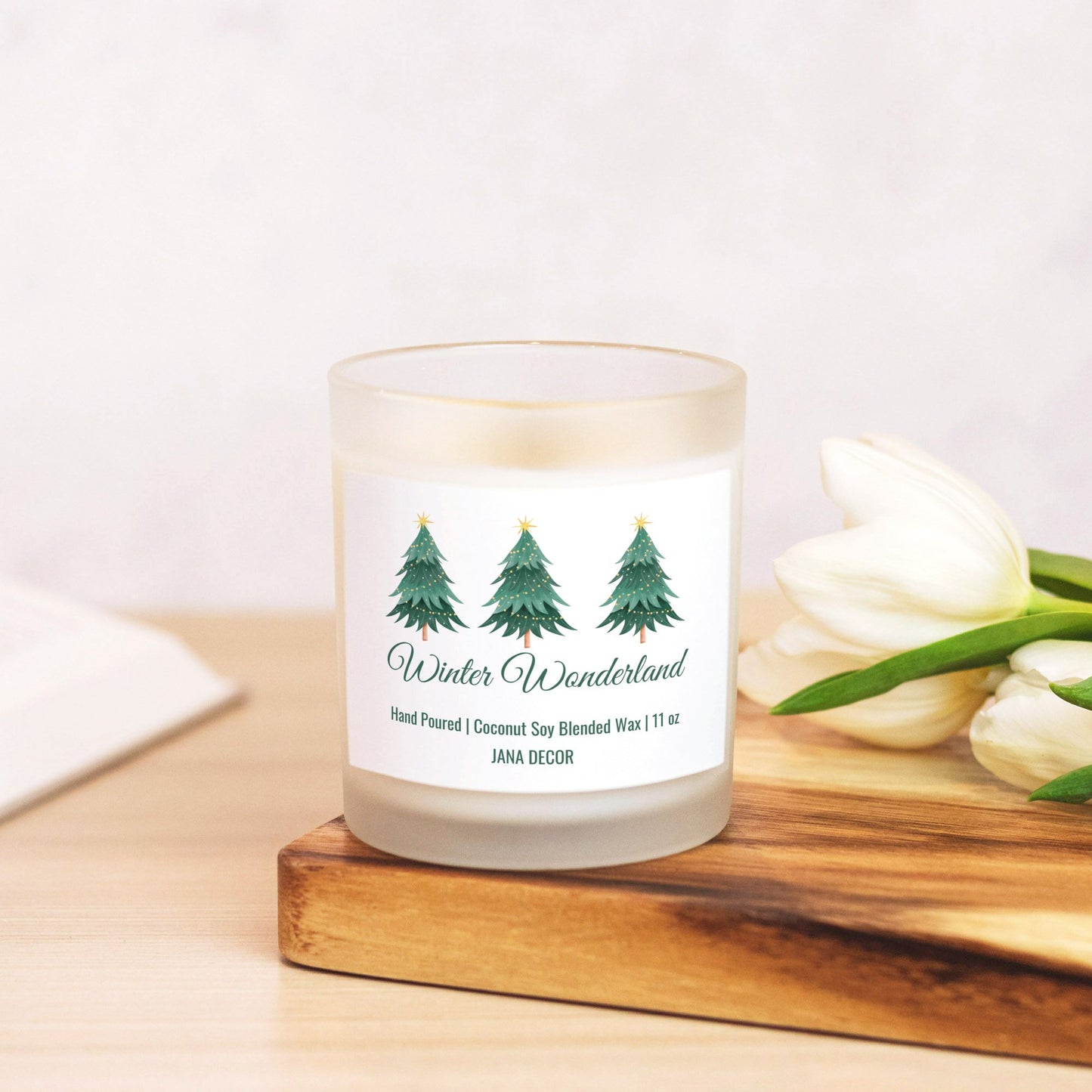 Winter Wonderland Christmas Candle - Frosted Glass (Hand Poured 11 oz)