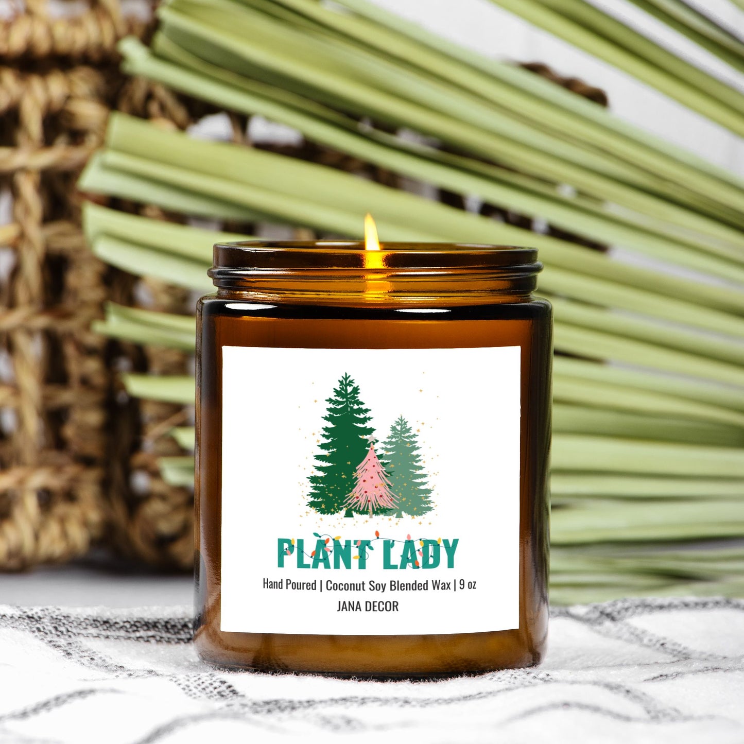 Plant Lady Christmas Candle - Amber Jar 9oz