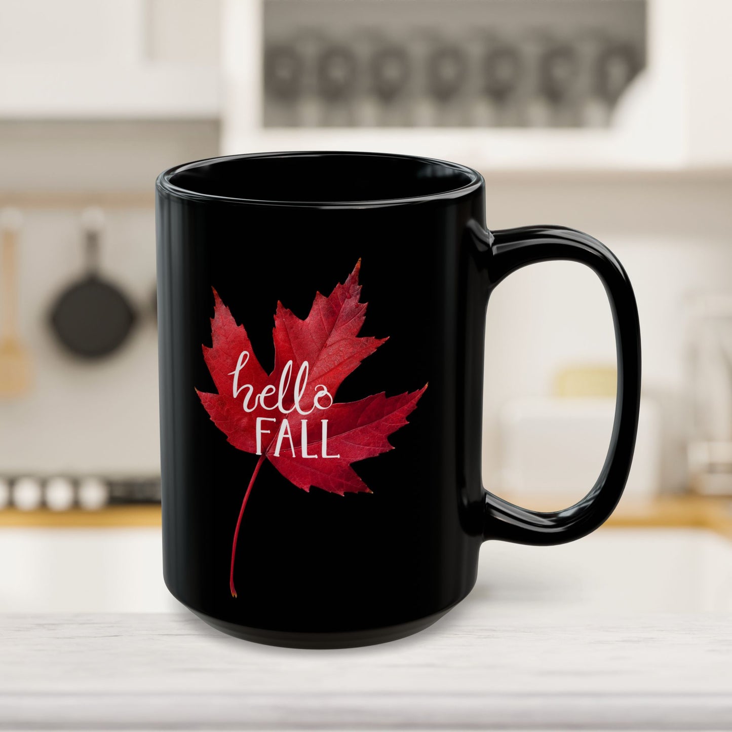 Hello Fall Black Ceramic Mug (11oz, 15oz)