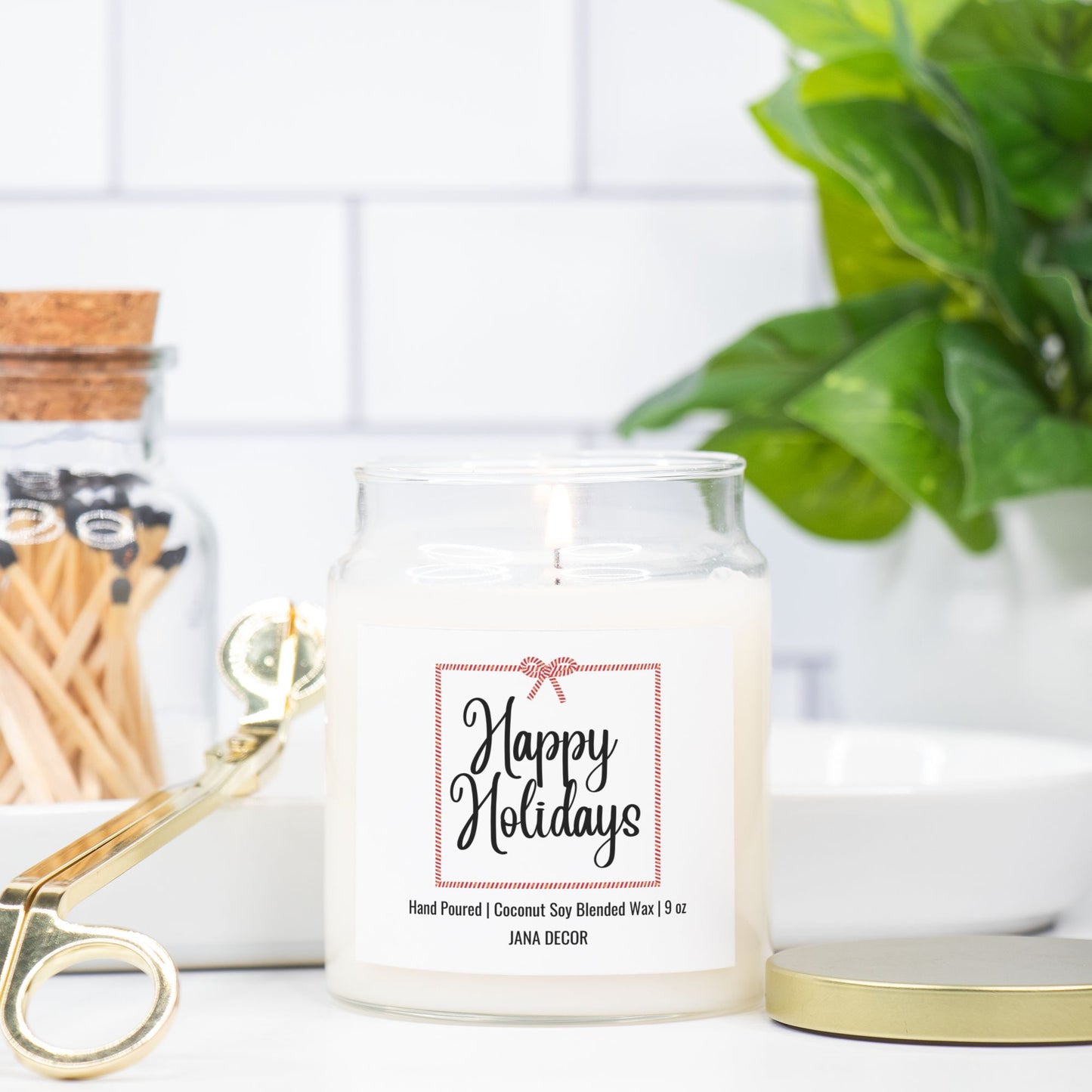 Happy Holidays Candle - Apothecary Jar 9oz