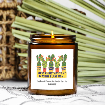 Plant Mom Christmas Candle - Amber Jar 9oz