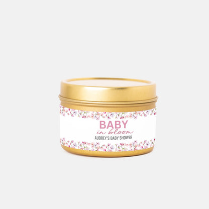 Personalized Magnolia Baby Shower Candle Favors - Tin 4oz