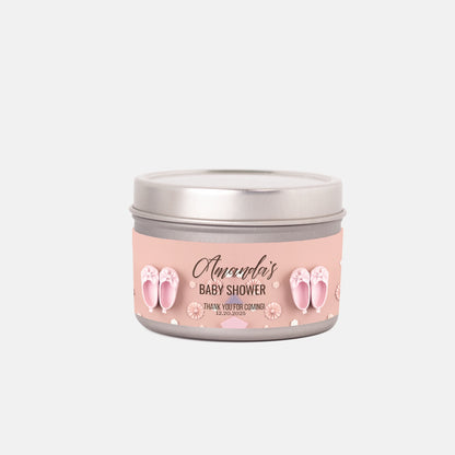 Personalized Baby Girl Shoes Baby Shower Candle Favors - Tin 4oz