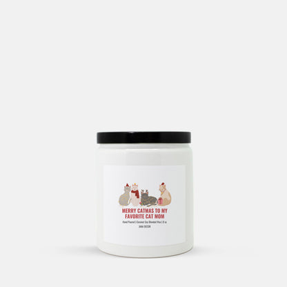 Merry Catmas - White Ceramic Jar Christmas Candle 8oz