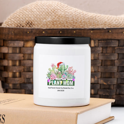 Plant Mom - White Ceramic Jar Christmas Candle 8oz