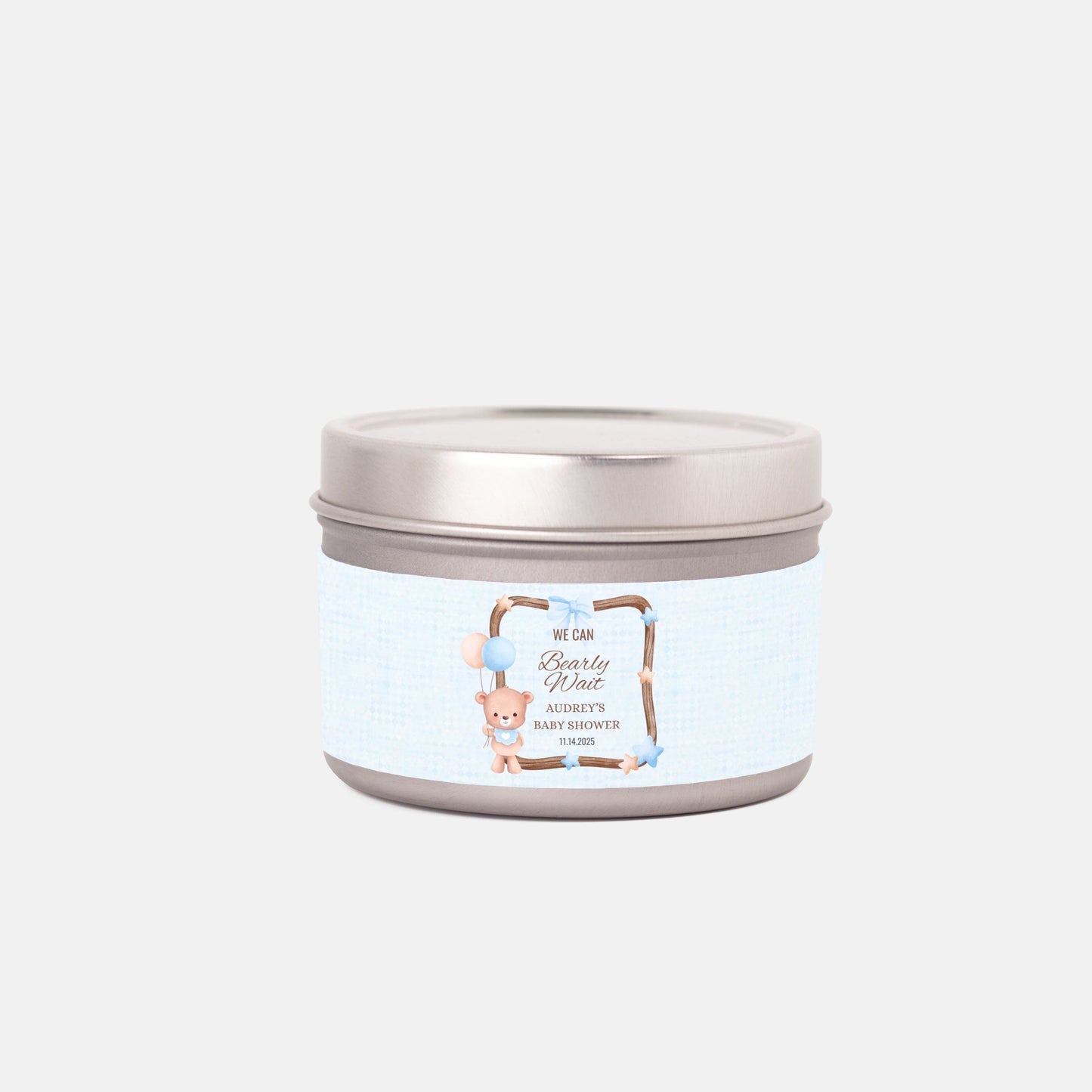 Personalized We Can Bearly Wait Baby Shower Candle Favors - Tin 4oz