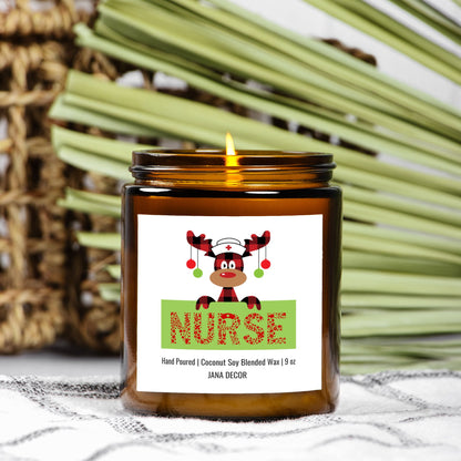 Nurse Christmas Candle - Amber Jar 9oz