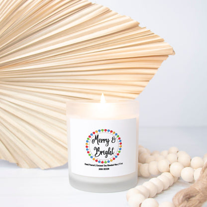 Merry & Bright - Frosted Glass Christmas Candle (Hand Poured 11 oz)