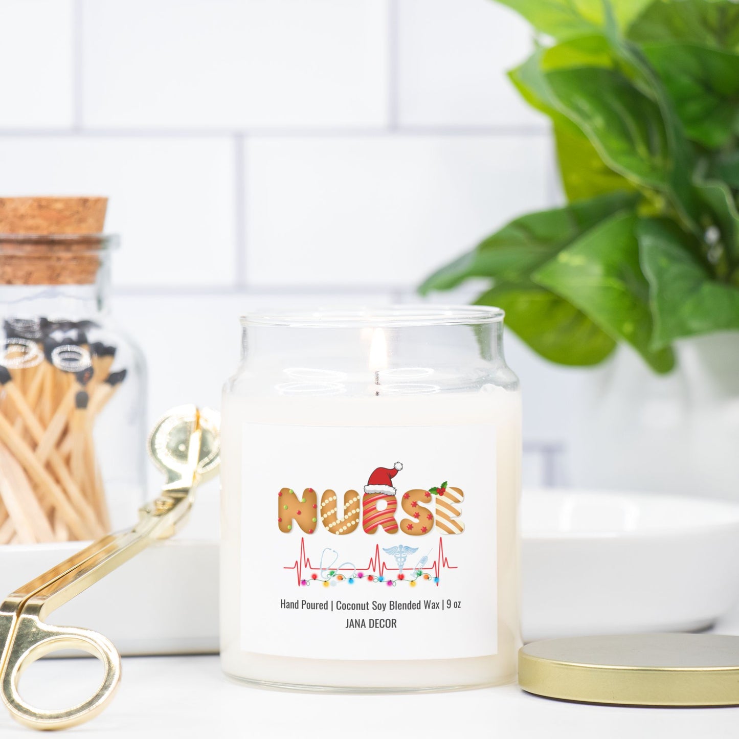 Nurse Christmas Candle - Apothecary Jar 9oz