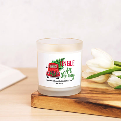 Jingle all the Way - Frosted Glass Christmas Candle (Hand Poured 11 oz)