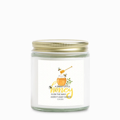 Personalized Little Honey On The Way Baby Shower Candle Favors - Clear Glass Jar 4oz